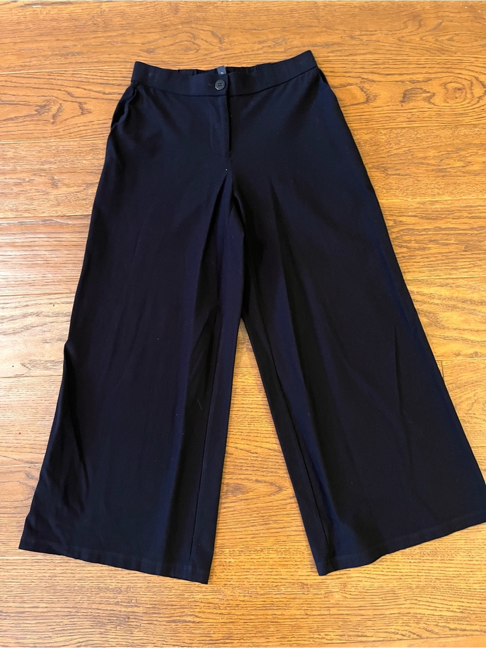 Eileen Fisher Black Wide-Leg Pull-On Trousers